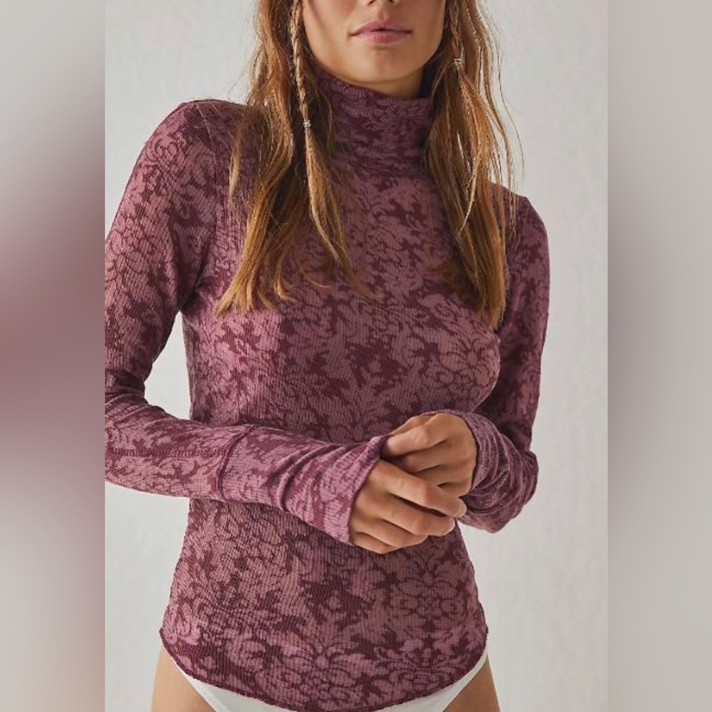 NEW Free People You And I Print Ribbed Top